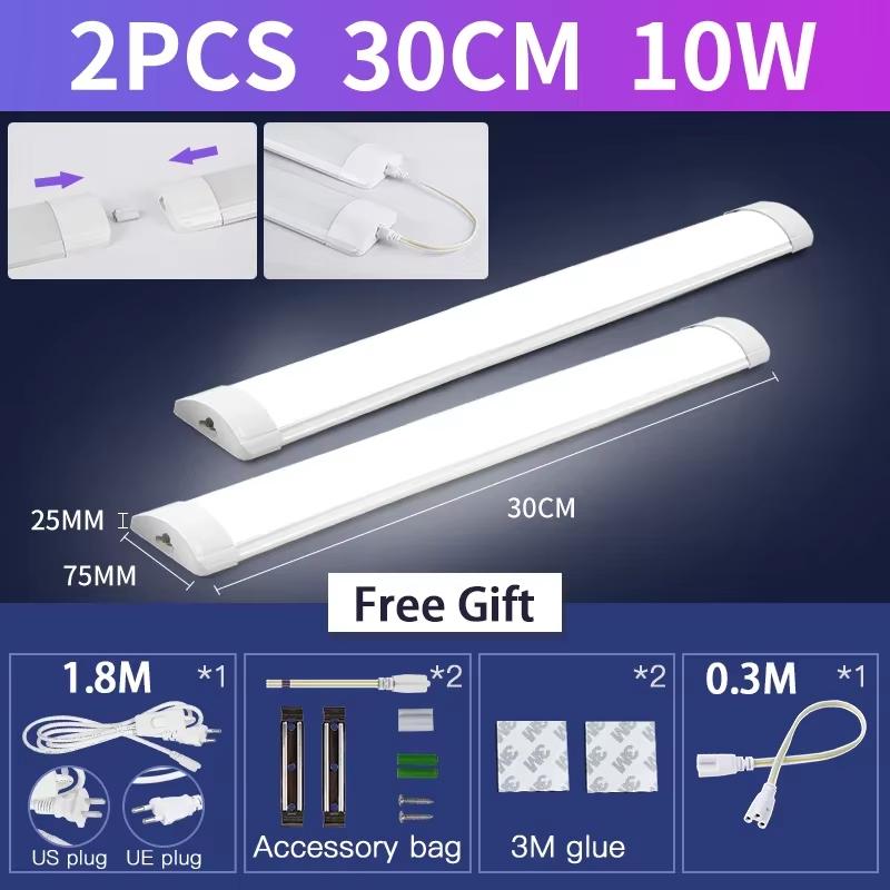 נורת לד צינור 110-220V 10/20W מנורת ארון מטבח תחתית תאורת בר עם כבל מתג 1.8 מטר לתאורת פנים ביתית חדר שינה