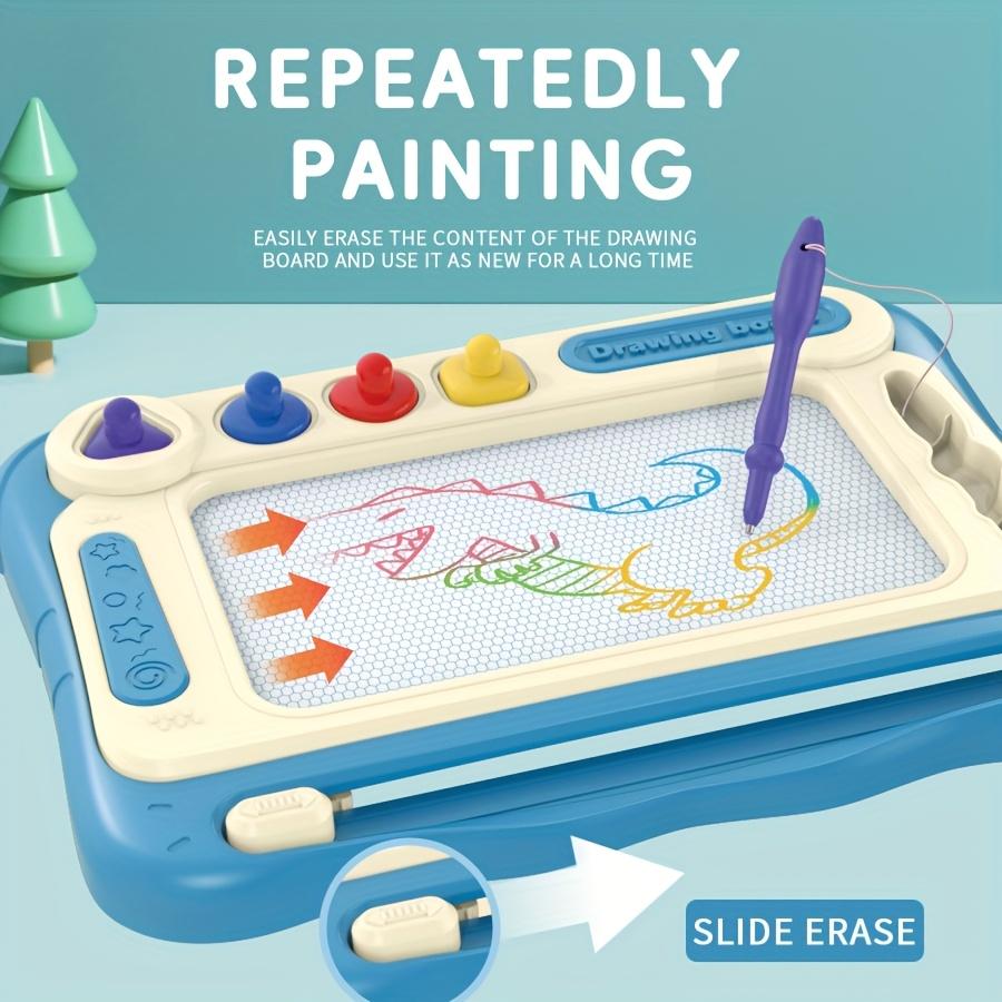 Table à dessin pour enfants, Jouets d'apprentissage pour la petite enfance, Cadeaux parfaits pour les garçons et les filles(4 Tampons+1 Pinceau+4 Supports)