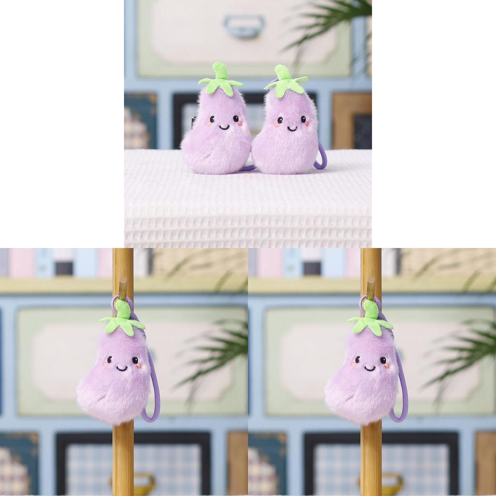 Plush Eggplant Keychain With Soft Pp Cotton Filling For Kids And Teens