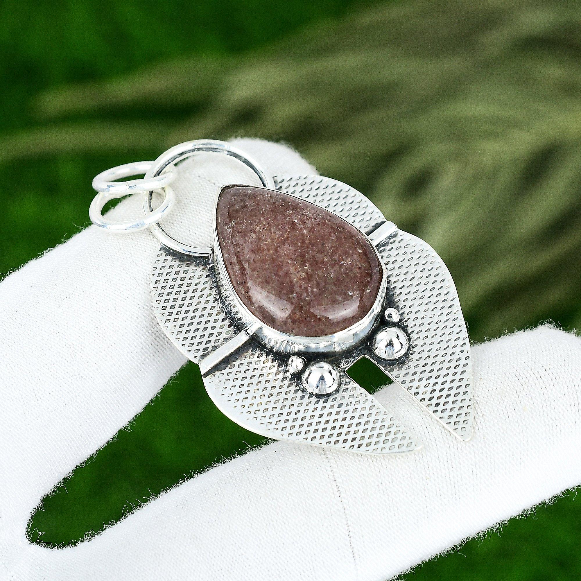 

Memorial Day Deal 925 Sterling Silver Strawberry Quartz Stone Pendant Jewelry