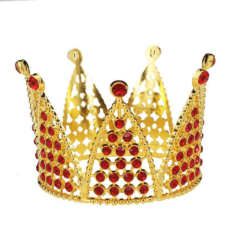 Crown Party Birthday Baking Decoration Show Children's Hair Accessories Bridal Accessories Round Tiara Alloy Rhinestone Crown