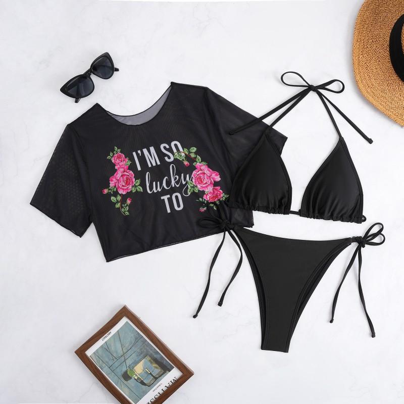 Rétro Américain Coton Court Hot Girl Bikini Femme Imprimé T-shirt Manches Courtes