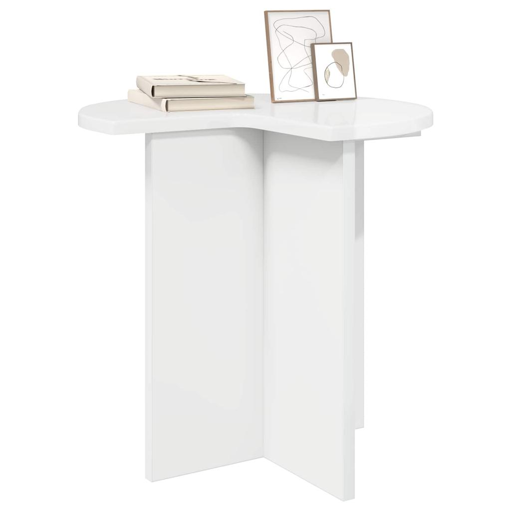 Side Table Set 2 Pcs High Gloss White Ø 39 X 38 Cm Engineered Wood