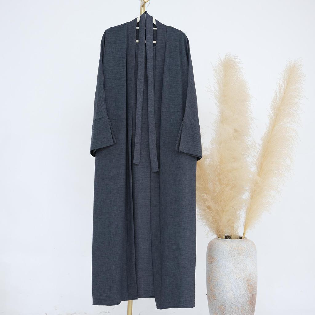 Loriya2024 Einfarbiges Zweiteiliges Kleid & Strickjacken-Robe, Dubai/Türkei Edition LR823