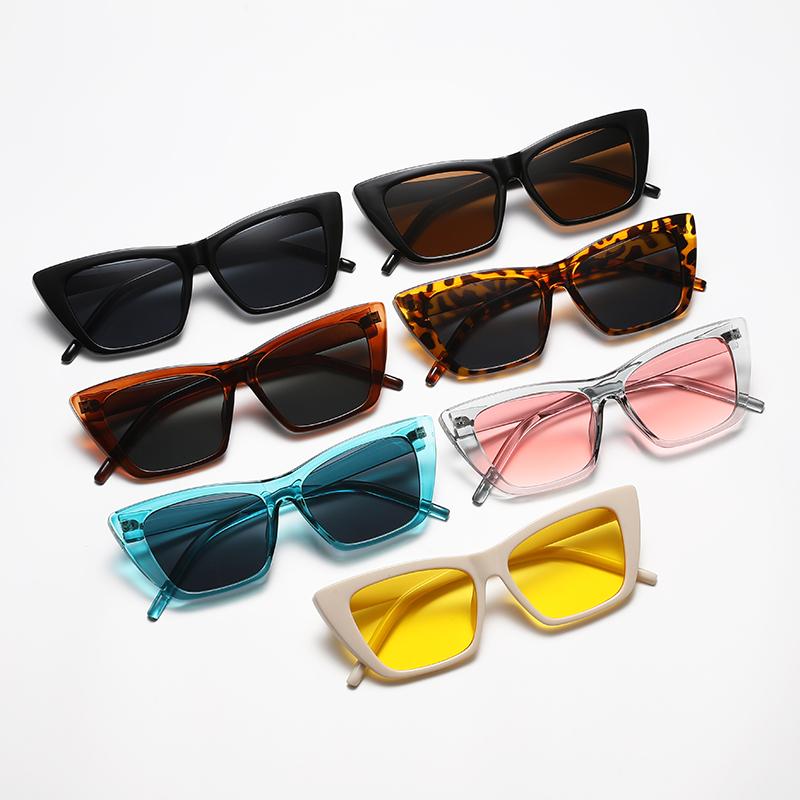 Women Cat Eye Sun Glasses Fashion Square Sunglasses High Quality Minimalist Jelly Color Design Eyewear Uv400