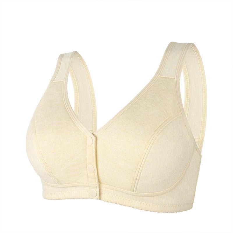 New smooth front buckle women's underwear thin mother soft cotton women's vest type steel rimless large size bra