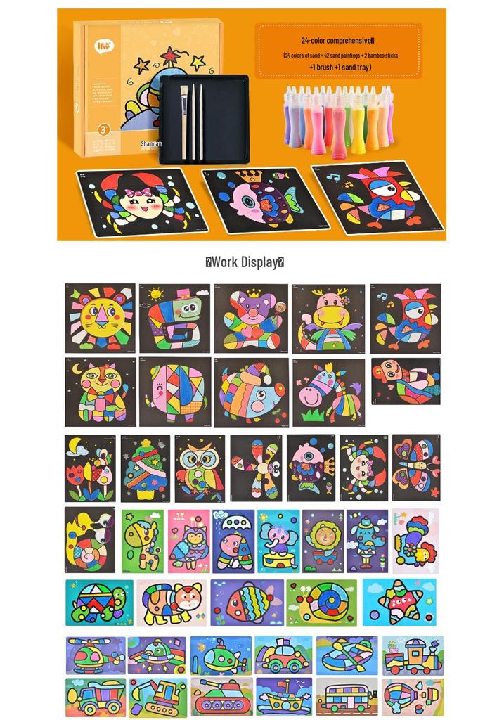 Kids' 3D Sand Art Bottle Set: DIY Creative Glue Painting Toy for Girls