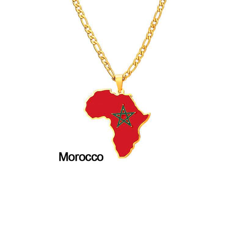 Africká mapa Hip-Hop nerezový náhrdelník: Nigérie, Somálsko, Angola Design