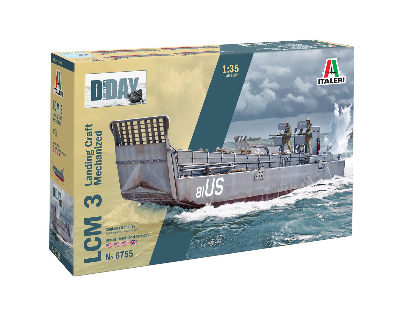 

Italeri Tamiya 1/35 Military Series No. 6755 LCM 3 Landing Craft Plastic Model 37803 (Ship)