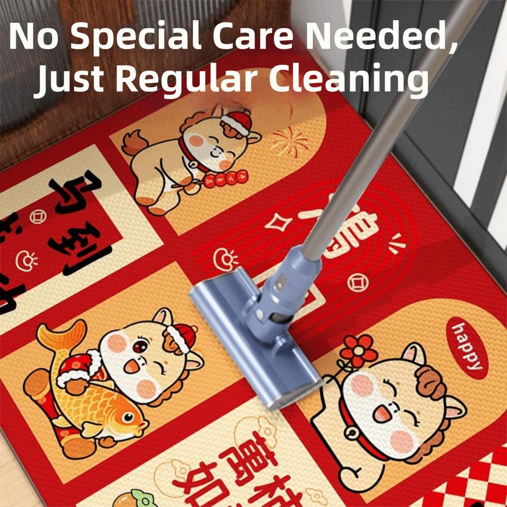 Cartoon Pattern Chinese New Year Door Mat Horse Pattern Non-slip Horse Year Floor Mat Dirt Resistant 40*60cm Entrance Feet Mat