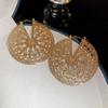 European and American Hollow Disc Metal Ear Cuff Retro Design Exaggerated Earrings Minority Fashion Fancy Earrings for Students