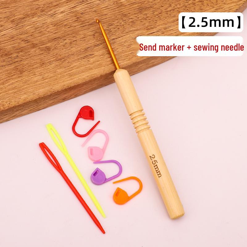 Set croșete din lemn rotunde pentru proiecte cu fir: Pulover, Păpușă, Papuci de casă și Pachet Material Tricotat