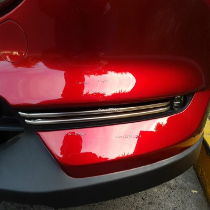 For Mazda CX-5 CX5 2017 2018 Steel Car Front Fog Light Trim Strips Decoration Cover Exterior Accessories Styling