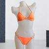 Set Bikini Arancione, Scollo all'americana, Decorazione in Metallo sull'addome, Tessuto Elastico Asciugatura Rapida Costume da Bagno Spezzato