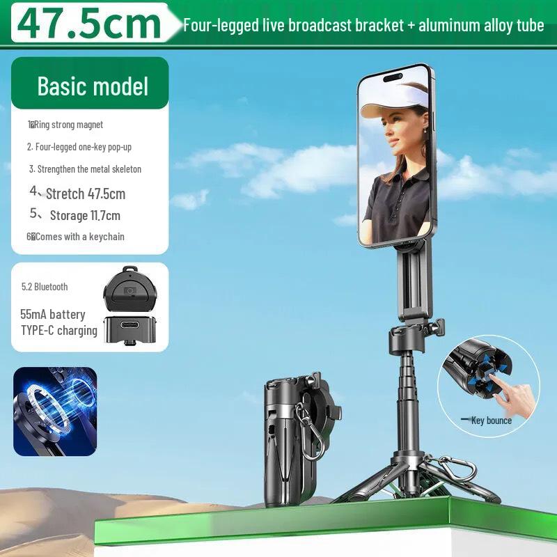 Bastone selfie magnetico transfrontaliero 2025 P15C: Strumento Portatile Mini per Fotografia e Live Streaming