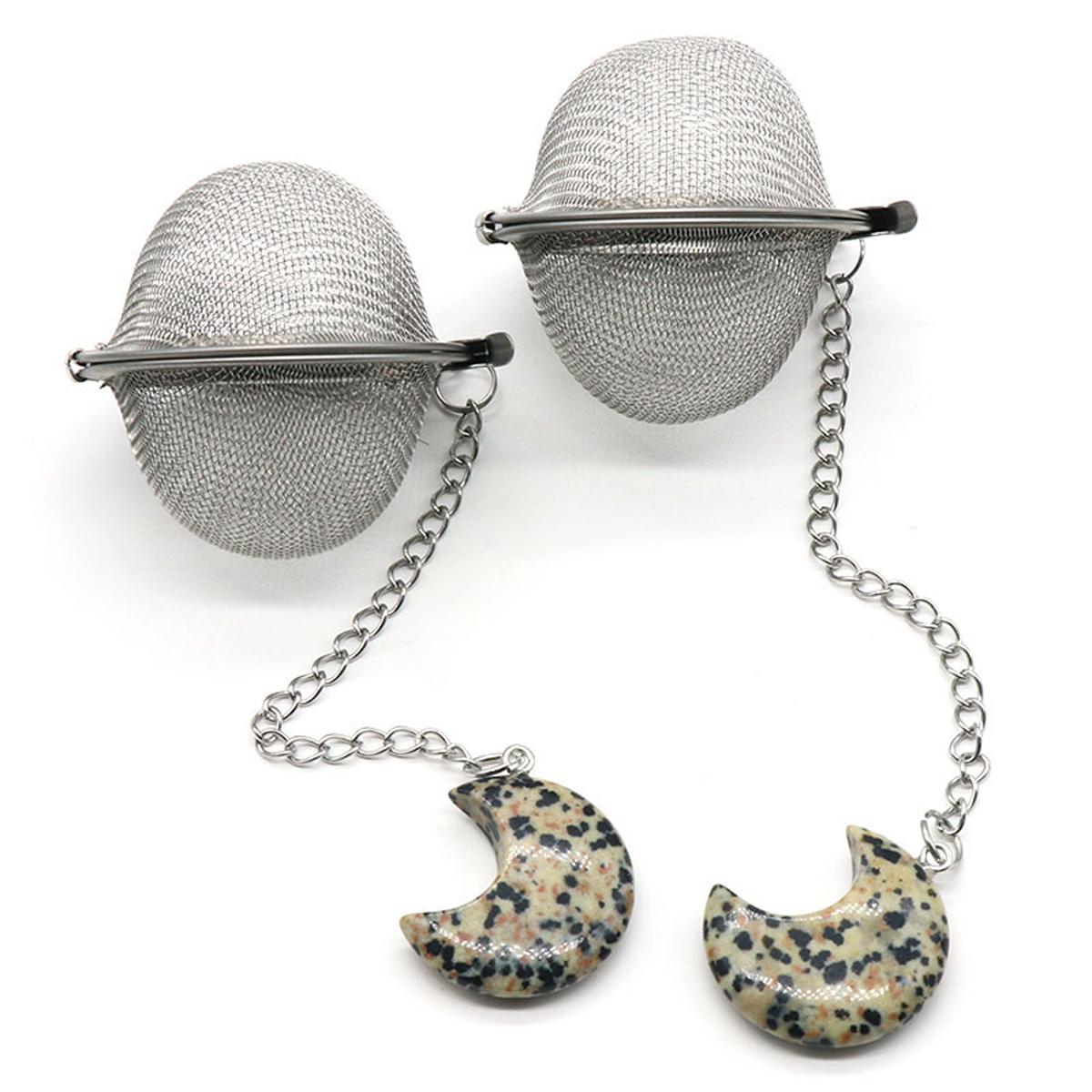 

1 шт., сетчатый фильтр для чая, удлинительная цепочка в форме луны, искусственный кристалл, камень из нержавеющей стали, горячий горшок, специи, ситечко для чая, шар, кухонный шарик для чая 20×30mm