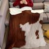 Rindsleder Fellmuster Flanelldecke Warm Weich Halloween Weihnachten Sofa Warm Gemütlich Dekorative Deko Geschenk für Alle Jahreszeiten