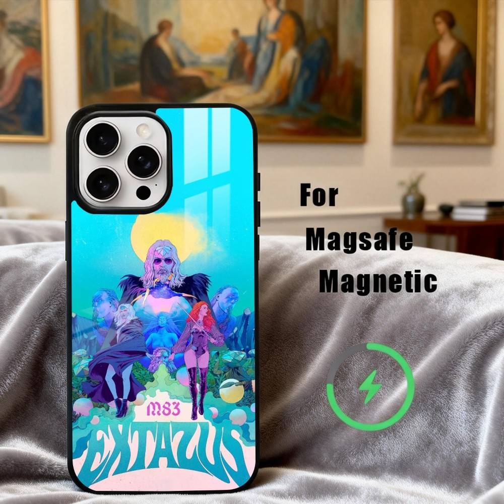 Electric Rock M-M83 Band Phone Case For iPhone17,16,15,14,13,12,11 Plus,For Magnetic Wireless Charge Cover