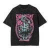 R-Rick and M-Morty Vintage Washed T-Shirt Men Polyester Clothing Kawaii Adventure Crewneck Short Sleeve