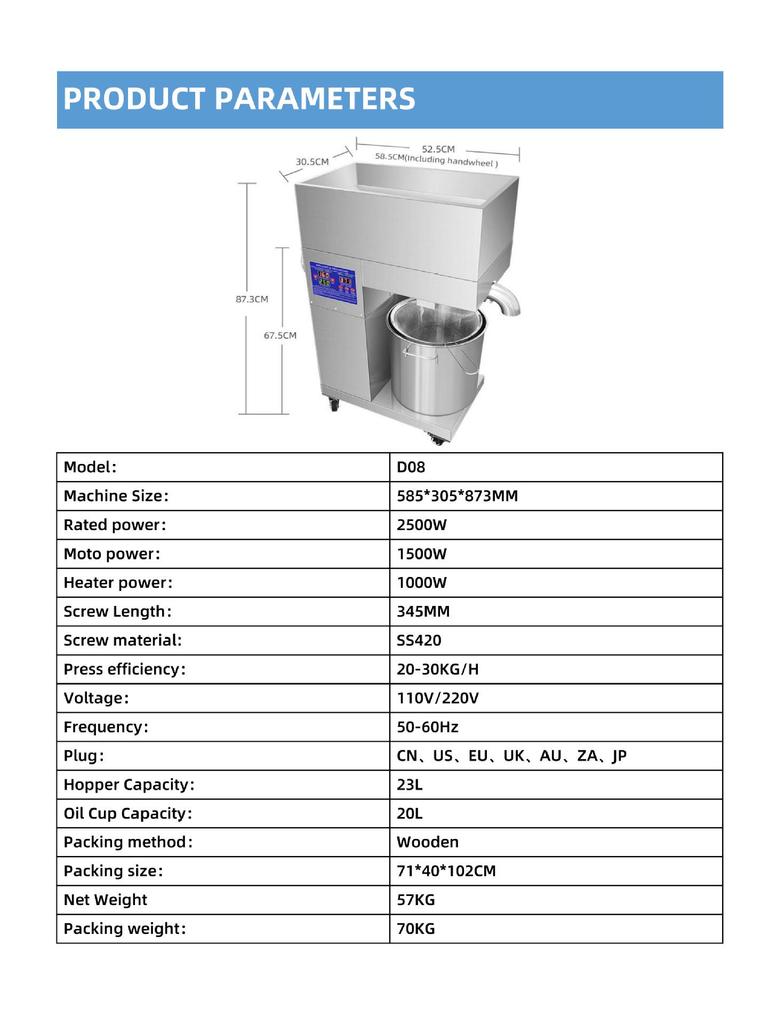 Stainless Steel Oil Press Machine for Home & Commercial Use