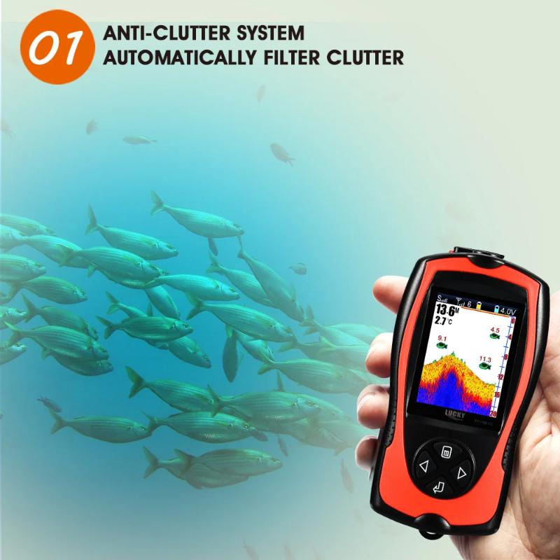 Sonar Fish Finder FF1108-1CWLA Rechargeable Wireless Sensor 45M Water Depth Echo Sounder Fishing Portable Fish Finder Tackle Accessories