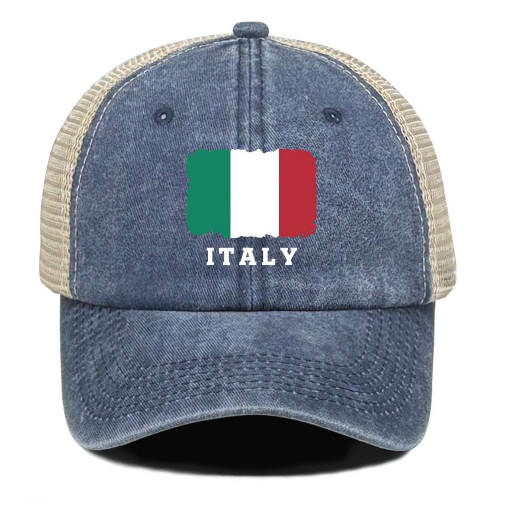 Italienische Flagge Druck Verstellbare Trucker-Kappe, Patriotische Damen-Kappe Verstellbarer Riemen Retro Stilvoll Sportliche Snapback Baseballkappe