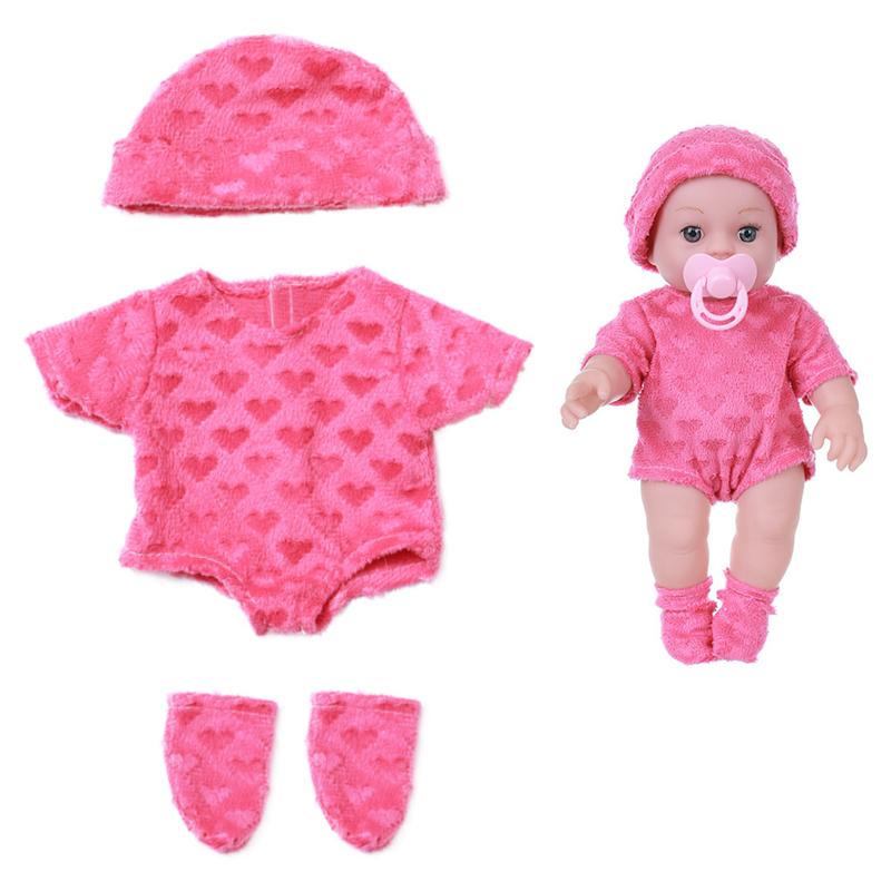 Für 12 Zoll 30cm Baby Reborn Puppen Outfits Kleidung Tragekorb Cartoon Bär Winter Schlafanzug Strampler Plüschkleidung Zubehör