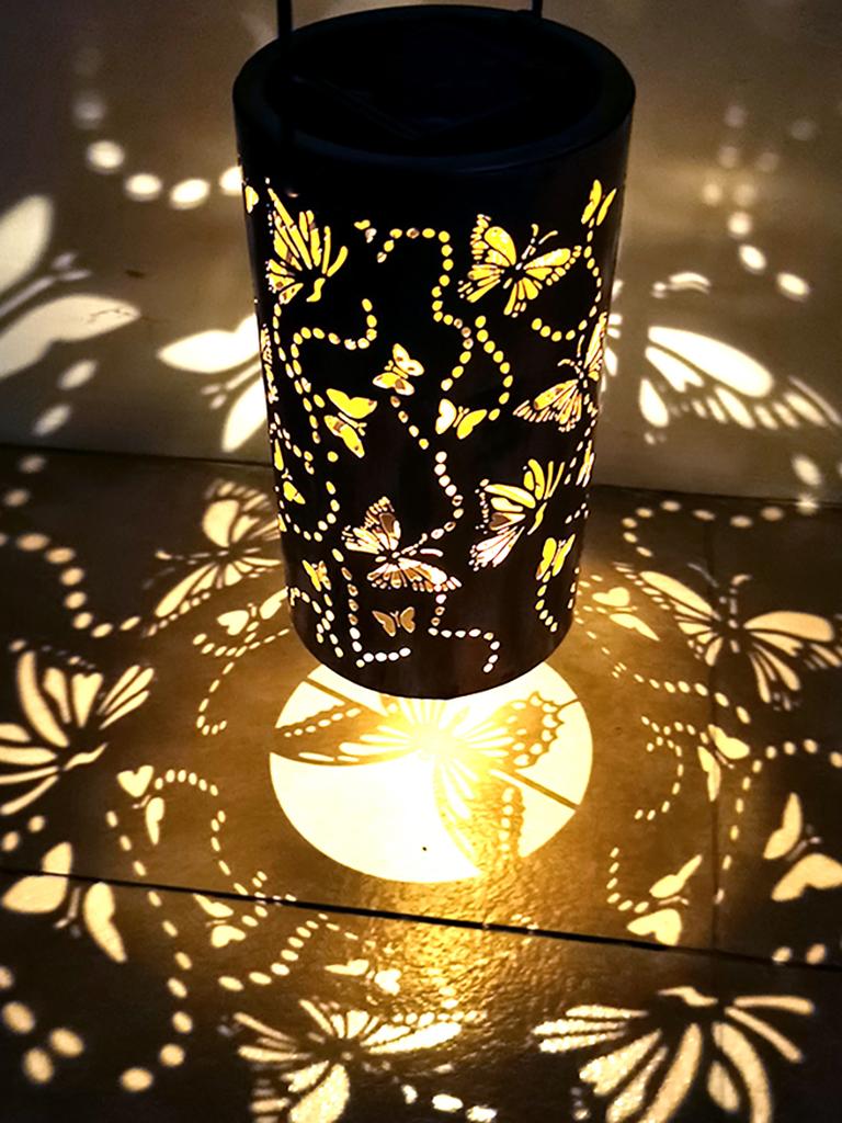 1PC Butterfly  Solar-Powered Outdoor Lantern  Durable Plastic Outdoor LED Lanterns for Patio, Garden, Balcony Decor  Fence