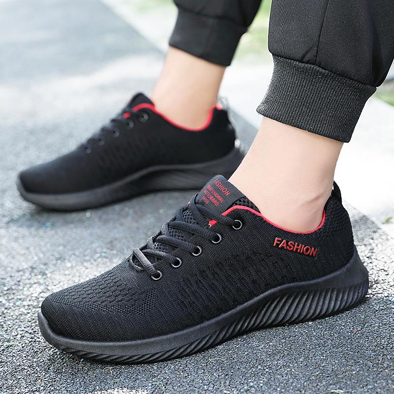 Sneakers spring and summer new mesh breathable running shoes lightweight fly-woven shoes trendy shoes running shoes black