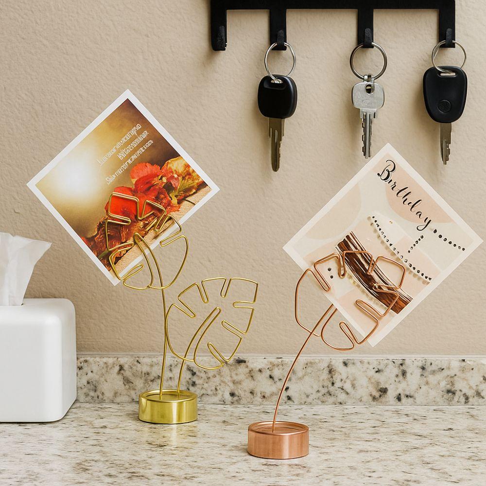 Leaf Vein Business Card Holder Metal Menu Holder Minimalism Photo Holder  Decor