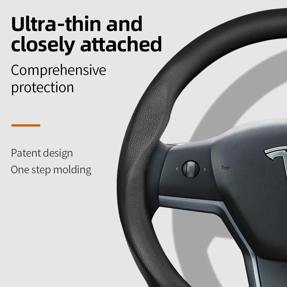 Geeignet für Tesla Ultra-Dünne Atmungsaktive Lederlenkradabdeckung Geeignet für Model 3 Y X S 2024