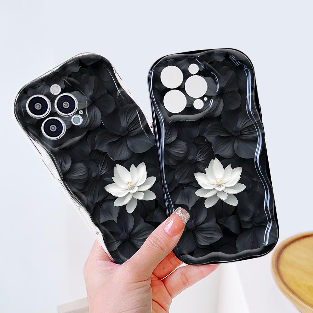 Cute Cartoon Pattern Cream Texture Casing Wavy Edge Soft Silicone Cover Phone Case for Samsung