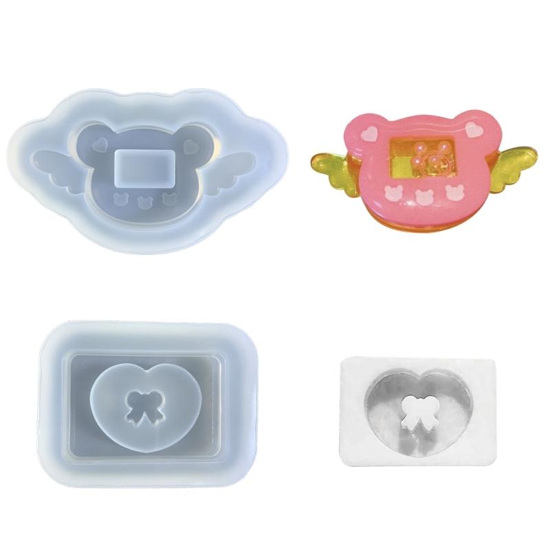 Shiny Silicone Decoration Molds Angel Bear Bowknot Ornament Keychain Mold DIY Pendant Jewelry Epoxy Resin Crafting Mold