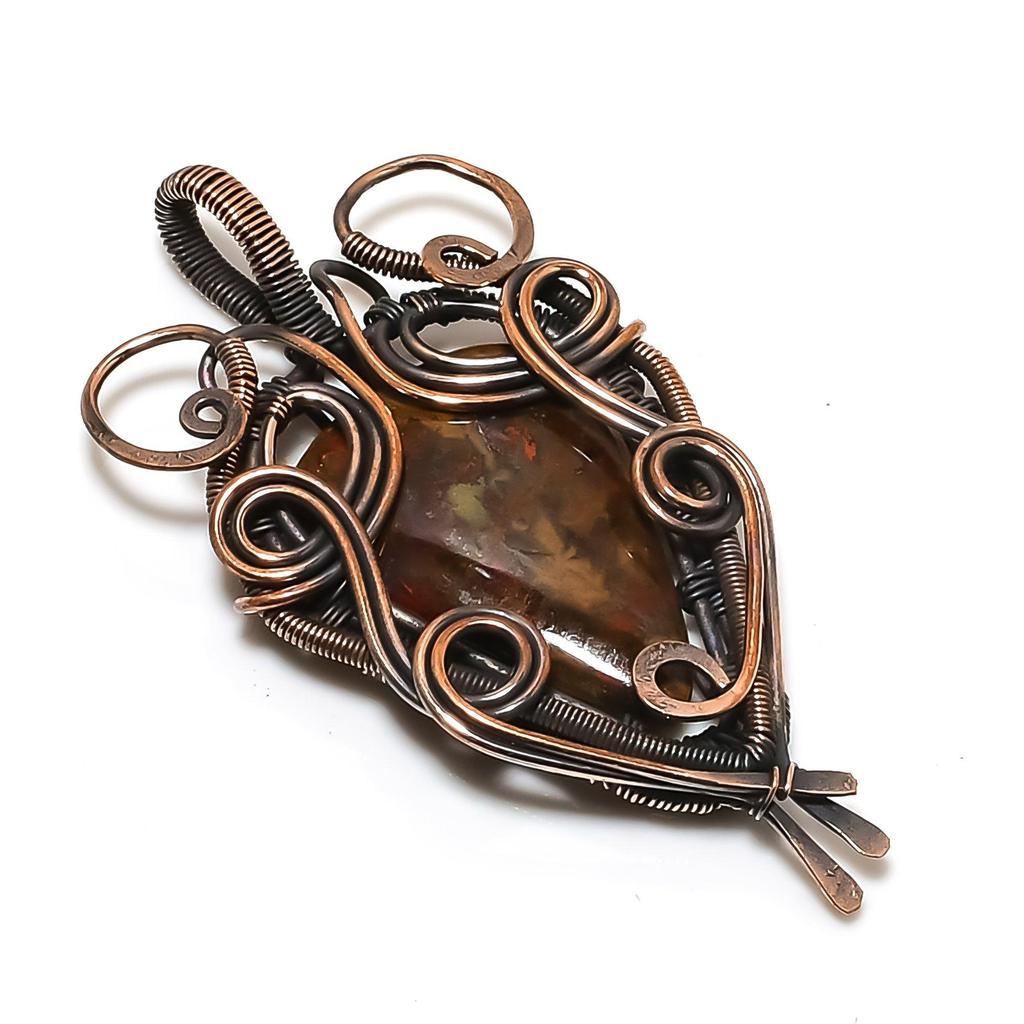 Seam Agate Pendant Gemstone Handmade Jewelry, 999 Copper Wire Wrapped Pendant, Gift For Wife Jewelry