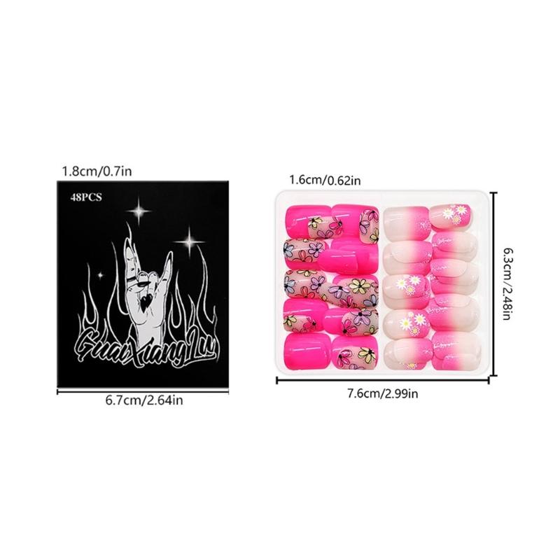 Press on Nail French Tip Square Nail Tips Fake Nail with Designs Artificial Acrylic Nail Full Cover Acrylic False Nail