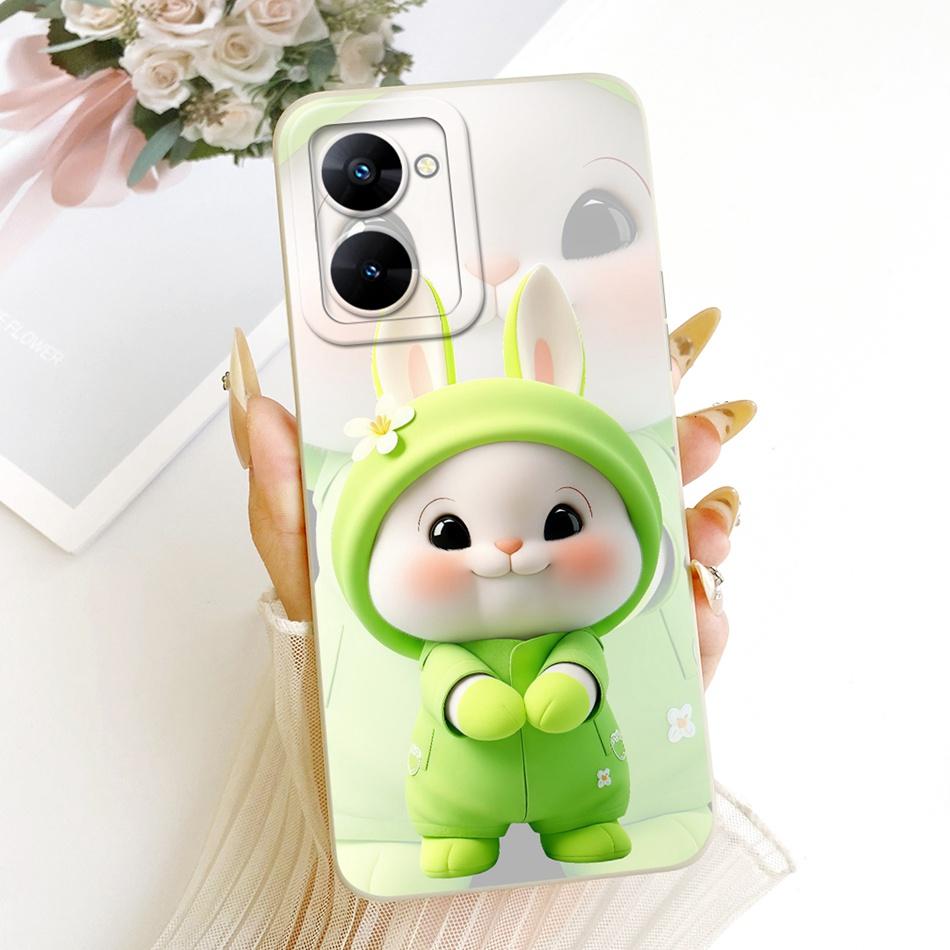 For Realme V30 V30t RMX3618 RMX3619 Cute Cat Flower Cartoon Phone Case For RealmeV30 V30T 5G Soft Silicone Cover Bumpers