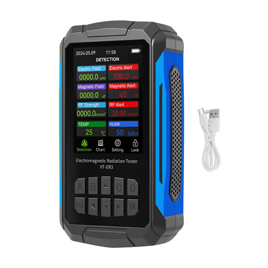 Electromagnetic Field Radiation Detector 2.8in TFT Color Display Rechargeable 5 In 1 Radiation Dosim