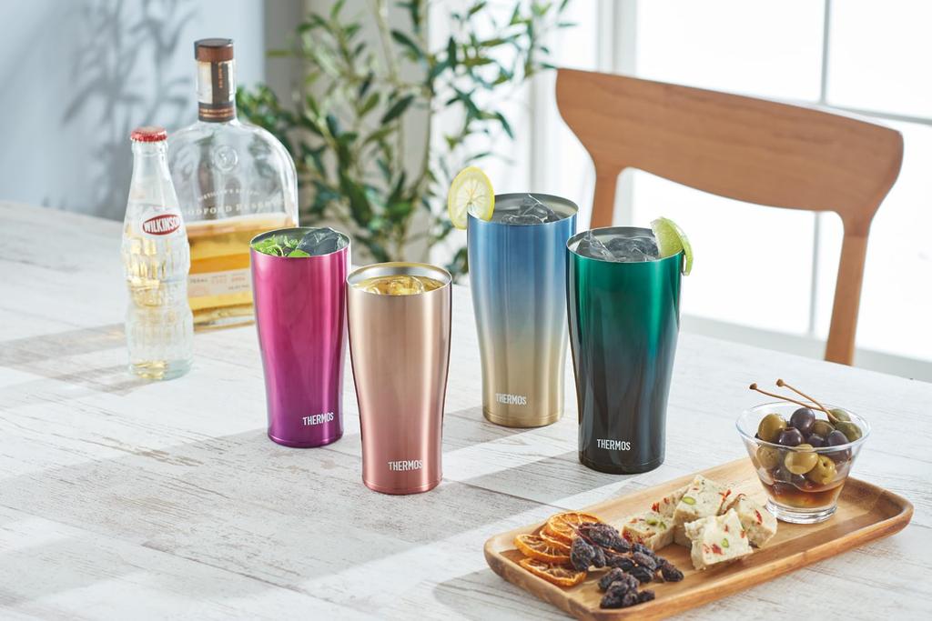 Thermos Vacuum Insulated Tumbler 600ml Green Gradient Dishwasher Safe Thermos Flask Construction Keeps Drinks Hot and Cold JDE-602LTD GR-G