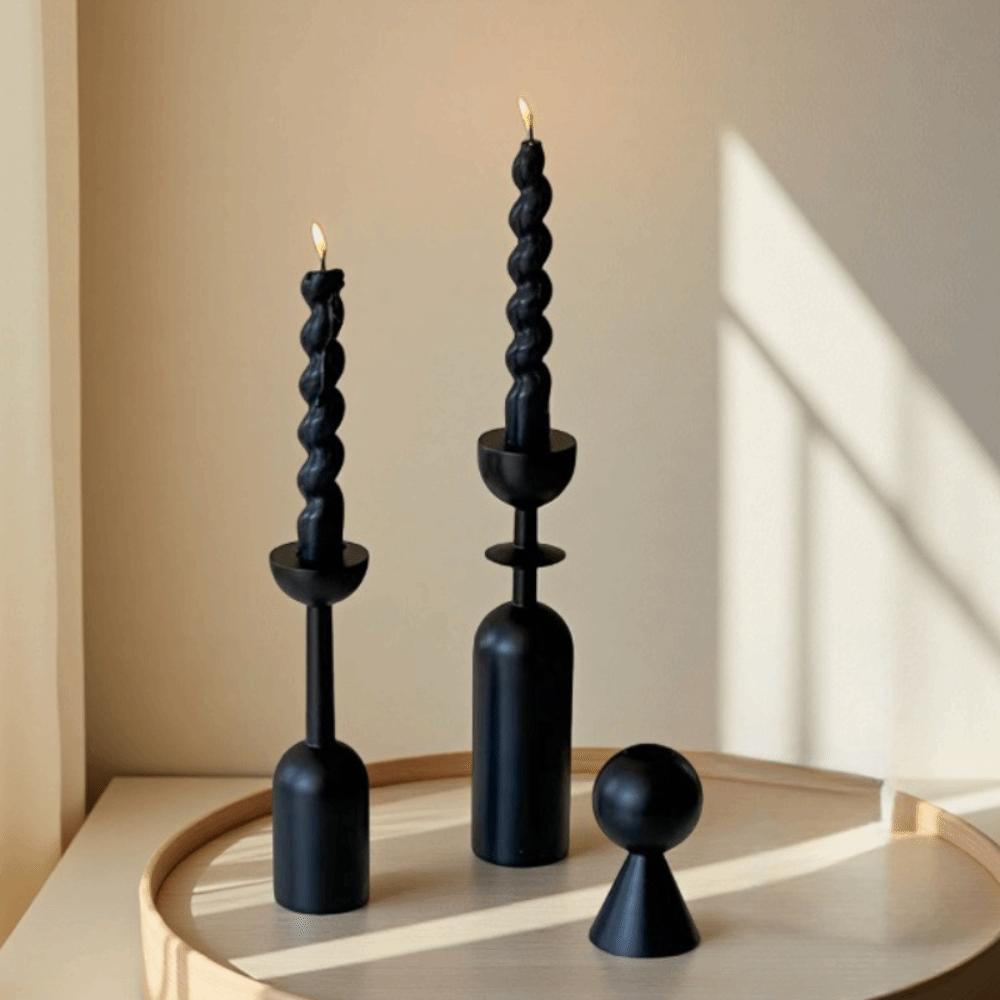 3 Stück/Set Vintage Holz Kerzenhalter Minimalistischer Kandelaber Dekorativer Kerzenständer Wohnzimmer