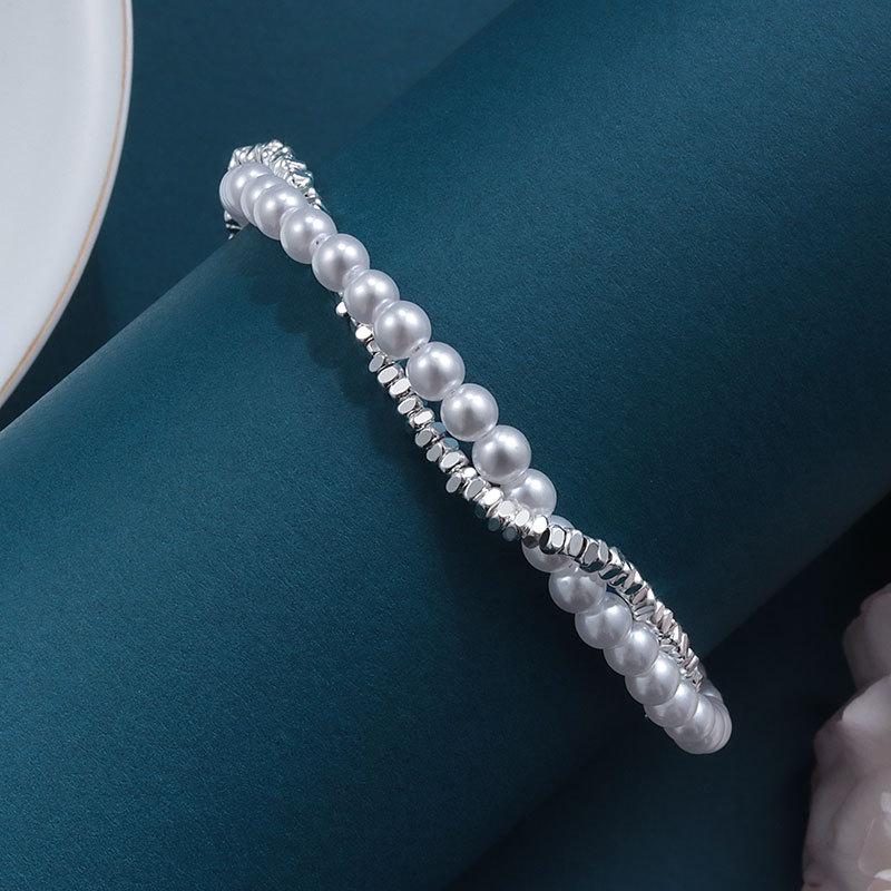 Brățări de Modă din Argint Sterling 925 cu Perle pentru Femei, Coreene de Lux cu Lanț Dublu din Argint cu Perle, Bijuterii de Petrecere, Cadou