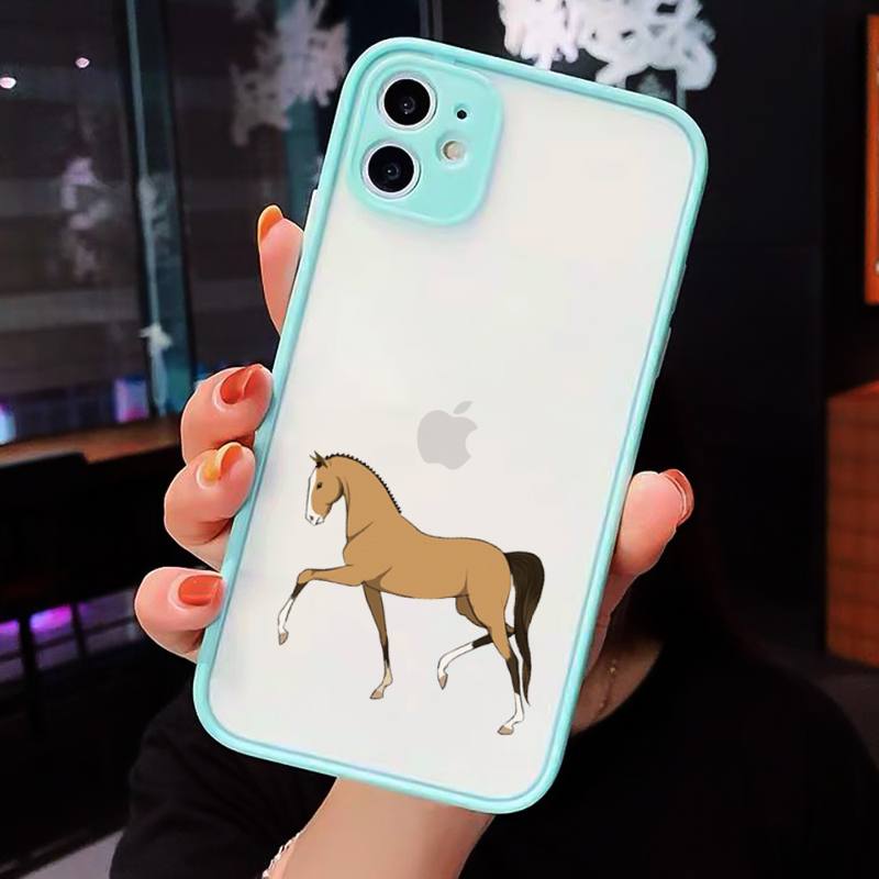 Horse Art Cartoon Design Pattern Phone Case Matte Transparent  For Iphone 7 8 11 12 Plus Mini X Xs Xr Pro Max Cover