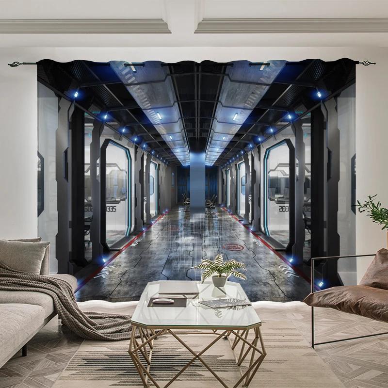 Outer Space Astronaut Pattern High Blackout Curtains Whale Planet Sci-Fi Indoor Shading Drape Children Bedroom Curtain New Style