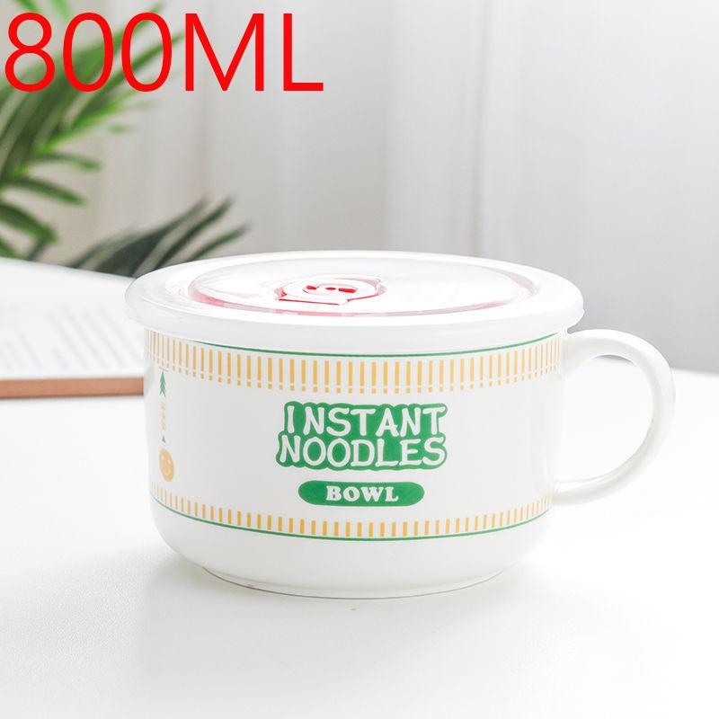 מכסה יצירתיות קרמיקה קערת דייסה לאטריות אינסטנט חדר מעונות סטודנטית משרד סטודנט קערת מרק גדולה במיוחד כוס יפנית קערת ארוחת צהריים ספל