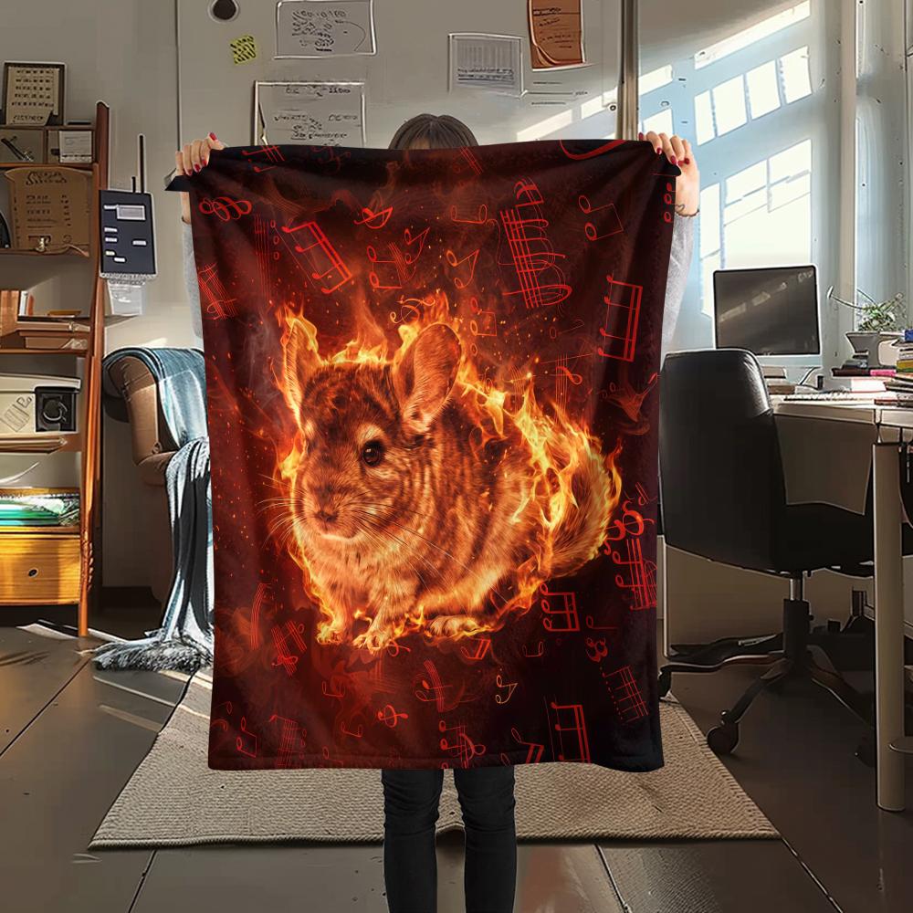 Goldenes Licht Kleintier-Print Flanelldecke, Hohe Qualität, Bequem für alle Jahreszeiten, Heimdekoration, Wärme und Komfort, Perfekt für Weihnachtsgeschenke