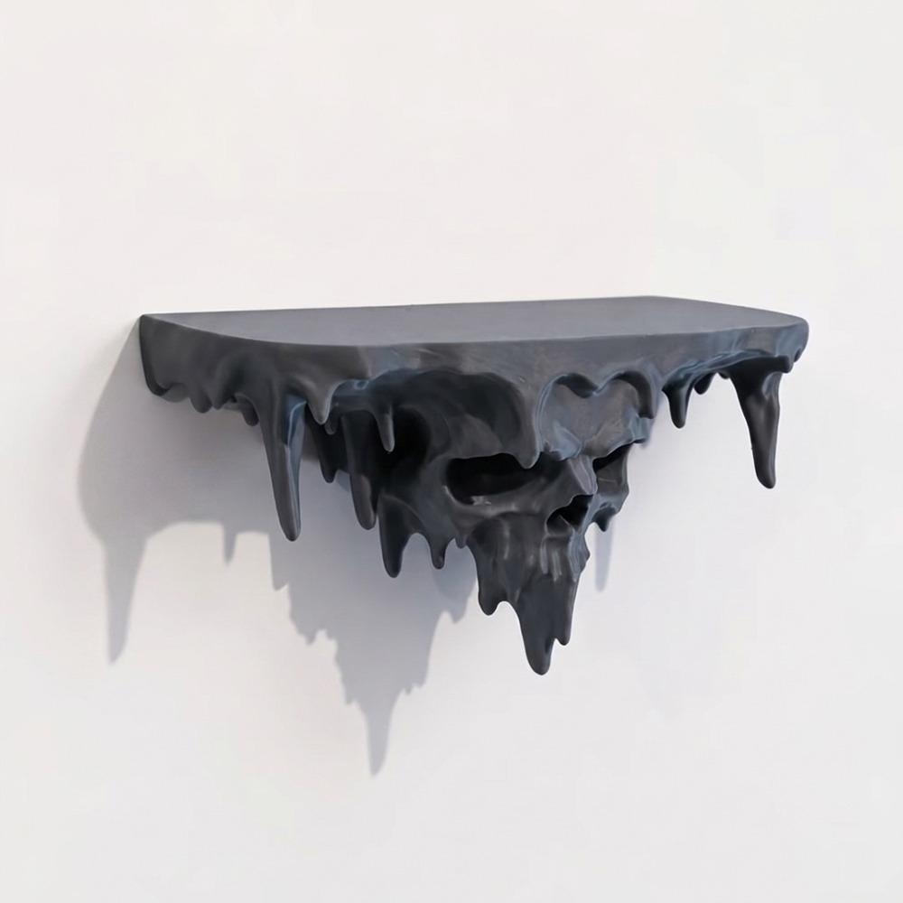 Dark Gothic Icicle Skull Melting Wall Shelf Plastic Wall-Mounted Display Stand For Halloween Party