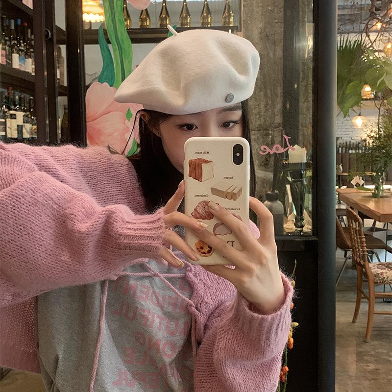 Beret Women's Autumn and Winter Versatile Temperament Retro Fashionable Small Fragrance Style Solid Color Hat Showing Small Face