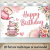 Happy Birthday Party Banner, Polyester Background Decor for Home Room Wall and Photo Props