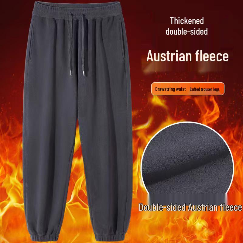 

Мужские двусторонние зимние спортивные штаны из толстого флиса Aoli Velvet с манжетами 4XL темно-серого