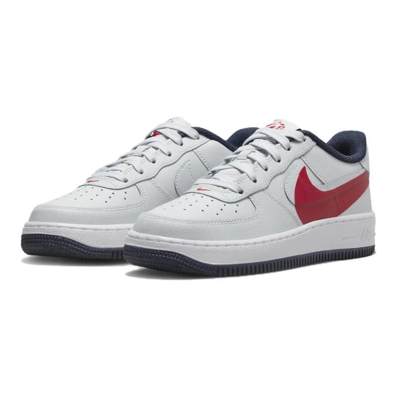 Nike Air Force 1 Cushioning Abrasion Resistant Breathable Low Top Kids' Skateboarding Shoes Gray Red Sneakers FQ4118-001