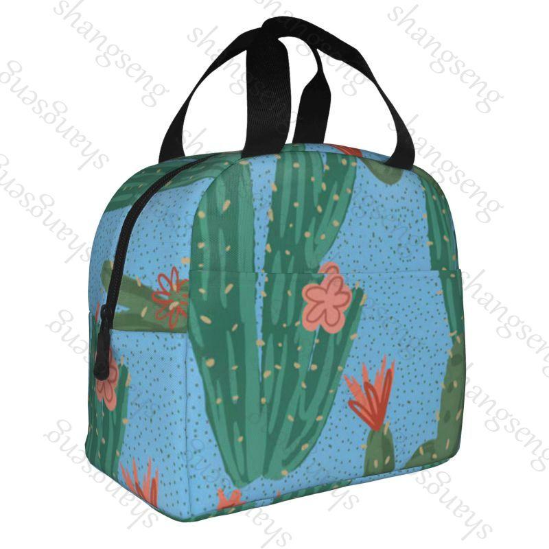 Cartoon cactus Lunch Bag Insulation Bento Pack Aluminum Foil Rice Bag Meal Pack Ice Pack Student Bento Lunch Handbag